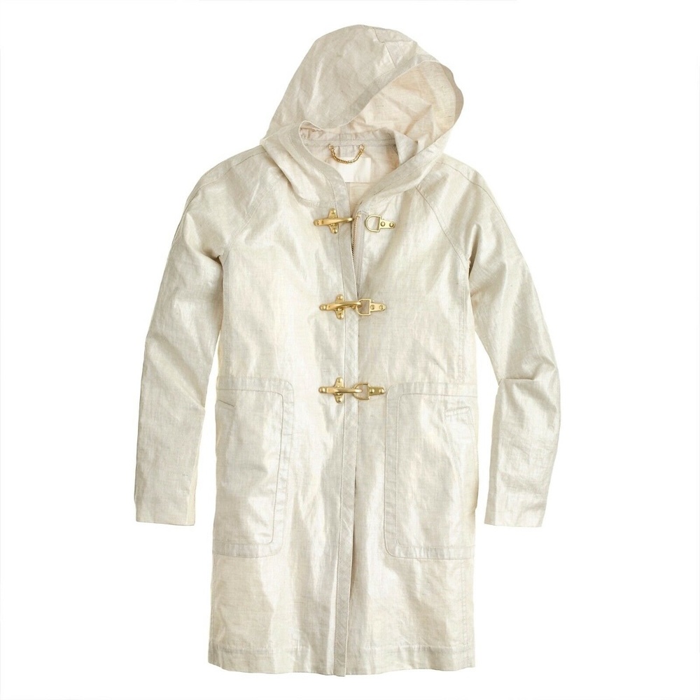 J.Crew Collection Coated Flax Linen Water-Resistant Rain Slicker Trench Coat